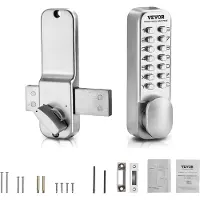 Vevor Cerradura mecánica para puerta sin llave VEVOR, con teclado de un solo lado (14 teclas), color plateado, ideal para hogares, oficinas, exteriores, vallas y patios
