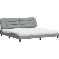 Syfax Cama con colchón Hvar tela gris claro 200x200 cm