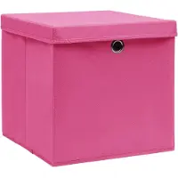 vidaXL : Caja de almacenamiento con tapa, juego de 4 unidades, 28x28x28 cm, color rosa