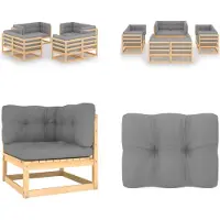 vidaXL Juego de jardín de 8 piezas con cojines, fabricado en madera maciza de pino. Juego de muebles de jardín. Conjunto de muebles de jardín. Juego de exterior