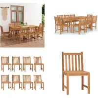 vidaXL - Juego de mesa de jardín de 9 piezas, madera maciza de teca. Juego de mesa para exteriores. Juego de comedor para jardín. Conjuntos de comedor