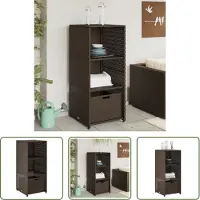 The Living Store El armario de jardín Living Store, color marrón, de 50x55x115 cm, fabricado en polirratán