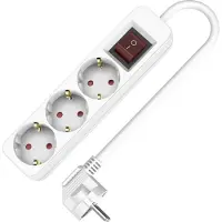 Plastrol Regleta de enchufes triple, 3 enchufes de 2 polos + toma de tierra, con interruptor, 5 metros, 230V, 16A, color blanco