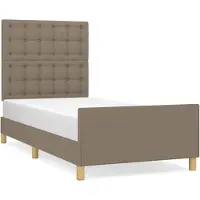Syfax Estructura de cama con cabecero de tela gris taupe 80x200 cm