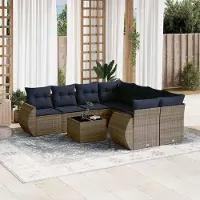 Prolenta Maison Exclusive: Juego de sofá de jardín de 9 piezas con cojines, color gris, fabricado en polirratán