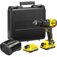 Stanley Taladro atornillador a batería Fatmax V20, 18V, sin escobillas, 60 Nm, con 2 baterías de 2Ah
