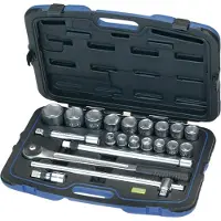 Heytec Juego de llaves de vaso 50810131080, 21 piezas, 3/4 de pulgada, boca de 19-50 mm, perfil hexagonal de 6 caras, marca