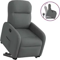 Syfax Sillón reclinable con ayuda para levantarse, color gris oscuro, tapizado en tela