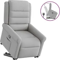 Syfax Sillón reclinable elevable de tela gris nube