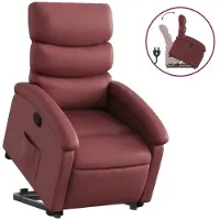 Syfax Sillón reclinable elevable cuero artificial rojo tinto