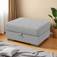 UnboxG Taburete gris con espacio de almacenamiento – Taburete/banco con almacenamiento, mueble tapizado moderno para salón y dormitorio