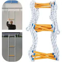 StarTech.com Escalera de rescate - Escalera de cuerda - Longitud: 5,1 m - Ancho: 30 cm - Capacidad de carga: 100/120 kg - Incluye mosquetones y guantes - Plegable - Color: azul/blanco/amarillo