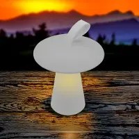 Spetebo 1.03 Lámpara de mesa LED "PILZ" en blanco cálido, con 3 funciones, de aproximadamente 17 cm. Lámpara de mesa USB, ideal para colocar o colgar. Color: blanco