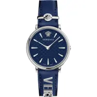 Versace Reloj analógico 'V Circle' azul oscuro / plata
