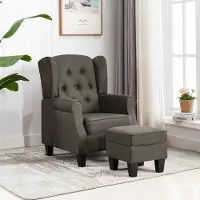 Prolenta Maison Exclusive: Sillón con reposapiés, tapizado en tela color taupé