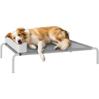 PawHut Cama para perros , modelo para exteriores, elevada, para perros de tamaño mediano, color gris claro