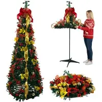 Northio Árbol de Navidad artificial plegable de 1,8 metros de altura, con adornos