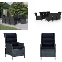 vidaXL Juego de comedor de jardín de 9 piezas, gris oscuro - Juego de comedor para jardín - Juegos de comedor para jardín - Juego de comedor de ratán sintético - Juego de comedor para exteriores