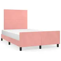 Syfax Estructura de cama sin colchón terciopelo rosa 120x200 cm
