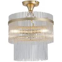 Searchlight Lámpara de techo Lara, Ø 35 cm, dorada/transparente, vidrio/metal