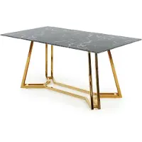 Halmar Mesa de comedor Konami - mármol negro / dorado