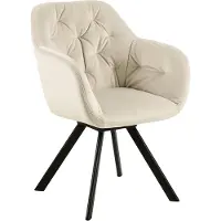 Zesso Silla de comedor giratoria de terciopelo elegante, modelo Weylan, color arena