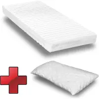 Sleezzze Colchón de espuma viscoelástica K16, 160 x 200 cm, altura 16 cm, firmeza H2/H3 + Almohada CloudComfort Basic con partículas de gel, 40 x 80 cm, de regalo