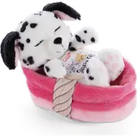 Nici Cachorro De Dálmata Durmiendo En Una Cesta Con Un Osito De Peluche 12 Cm