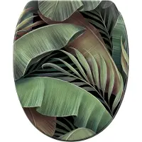 Sanilo Asiento de inodoro con sistema de cierre suave y sistema de fijación rápida, diseño Jungle. Tapa de inodoro directamente del fabricante. Tapa de inodoro, asiento de inodoro
