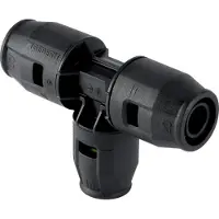Geberit Conector GE Beriber GE PushFit en forma de T, de PVDF, con reducción, ángulo de 90°, para tuberías de 20 mm (entrada), 16 y 20 mm (salidas), 1 unidad.