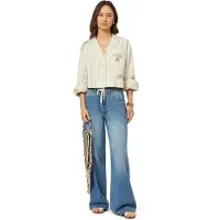 Scotch & Soda Embroidered Notch Lapel Shirt Hot Fudge Stripe Talla: M | Camisas Outlet | Mujer
