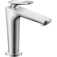 Axor Grifo monomando para lavabo Hansgrohe Citterio C, diseño CoolSt cubic cut, acabado cromo, modelo A, 135 mm, sin desagüe incorporado.