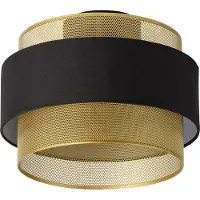 Osram Lámpara de techo imitación Hornet, casquillo E27, color negro y dorado, 300 mm. Lámpara de techo, fabricada en metal y textil, para crear un ambiente cálido