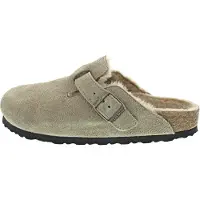 Birkenstock para mujer. 1028299 Zuecos de Piel Boston Shearling (Ajuste Estrecho) beige (42), Plano, Ante, Ninguno, Casual, outl