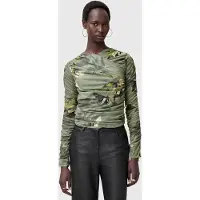 AllSaints Hanako Mesh Top Emerge Olive Green Talla: 4 | Blusas Outlet | Mujer | Verde
