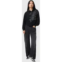 AllSaints Flow Emb Pippa Hoody Black Talla: XS | Sudaderas con Capucha Outlet | Mujer | Negro
