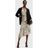 AllSaints Alexia Luisa Dress Taupe Brown Talla: 4 | Vestidos Midi Outlet | Mujer | Negro