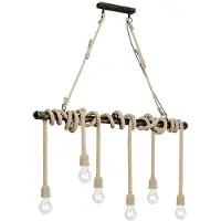 LINDBY Lámpara colgante Hajo, 100 cm, 6 luces, cable trenzado