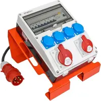 Doktorvolt Distribuidor de energía para construcción, con soporte y cable. Distribuidor de energía SET-S/FI, 32A, 16A, 4x230V. Marca: