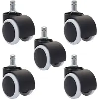 Mendler Juego de 5 ruedas para suelos duros, modelo HWC-H86, para sillas de oficina, ruedas para sillas, capacidad de carga de 150 kg, diámetro de 11 mm, color blanco