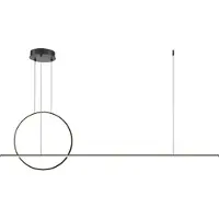 Maytoni Lámpara colgante LED, aro vertical y barra larga HALO, diseño blanco y negro, 40W, luz blanca ajustable (3400lm), aluminio, dimensiones: 304x143x11,7 cm, IP20,