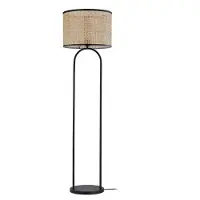 LINDBY Lámpara de pie Yaelle, 146 cm de altura, ratán, negro, E27
