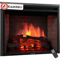 KAMINIO Chimenea eléctrica LUCA: Chimenea eléctrica de encastre con calefacción, efecto de llama 3D, 12 colores de llama, control remoto - 58 cm (23 pulgadas)