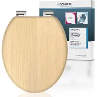 Schutte SCHÜTTE, asiento de inodoro MDF, color natural, con cierre suave, con núcleo de madera, tapa de inodoro