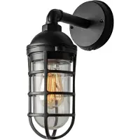 Konstsmide Aplique de exterior Olbia, negro, aluminio, altura 33 cm