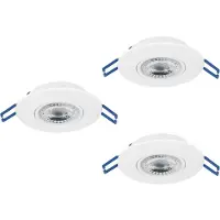 Eglo : Juego de 3 focos empotrables LED Zujar. Focos empotrables, focos de techo de plástico en blanco. Focos empotrables de pared, focos de techo en blanco cálido, diámetro 8,5 cm
