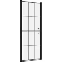 Syfax Puerta de ducha de vidrio templado negro 91x195 cm