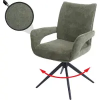 Mendler Silla para comedor HWC-O78, silla para cocina, giratoria con retorno automático, tapizada en tela de chenilla (310 g/m²), color verde