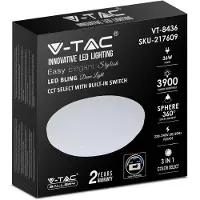 V-TAC Solución LED: Lámpara de techo LED redonda, blanca, de 500 mm de diámetro, 36W, con ajuste de temperatura de color (CCT), modelo 217609