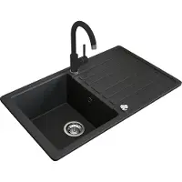 Bergström Fregadero Negro 76.5 x 46 cm con racor negro, Model 42107